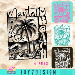 Mentally At The Beach PNG Funny Beach Shirt Png Boho Summer Sublimation Dtf Png Retro Beach Quote Funny Summer Palms beach design ORIGINAL image 2