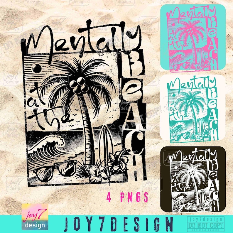 Mentally At The Beach PNG Funny Beach Shirt Png Boho Summer Sublimation Dtf Png Retro Beach Quote Funny Summer Palms beach design ORIGINAL image 2