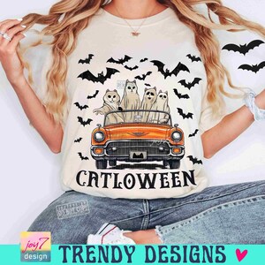 Catloween PNG Rolig Halloween Kattälskare PNG Roligt spöke PNG Spöklika vibbar PNG Retro Halloween PNG Spöksäsong Spöke PNG ORIGINAL bild 3