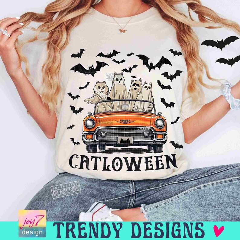 Catloween PNG Rolig Halloween Kattälskare PNG Roligt spöke PNG Spöklika vibbar PNG Retro Halloween PNG Spöksäsong Spöke PNG ORIGINAL bild 3