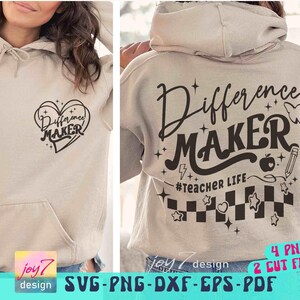 Difference Maker Teacher SVG PNG: Retro Design (Digital Download)