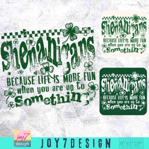 Shenanigans Shamrock St Patricks PNG Funny St Patricks saying Clover Png Retro Shenanigans Png Funny Irish Png Trendy Patty's Day ORIGINAL image 2