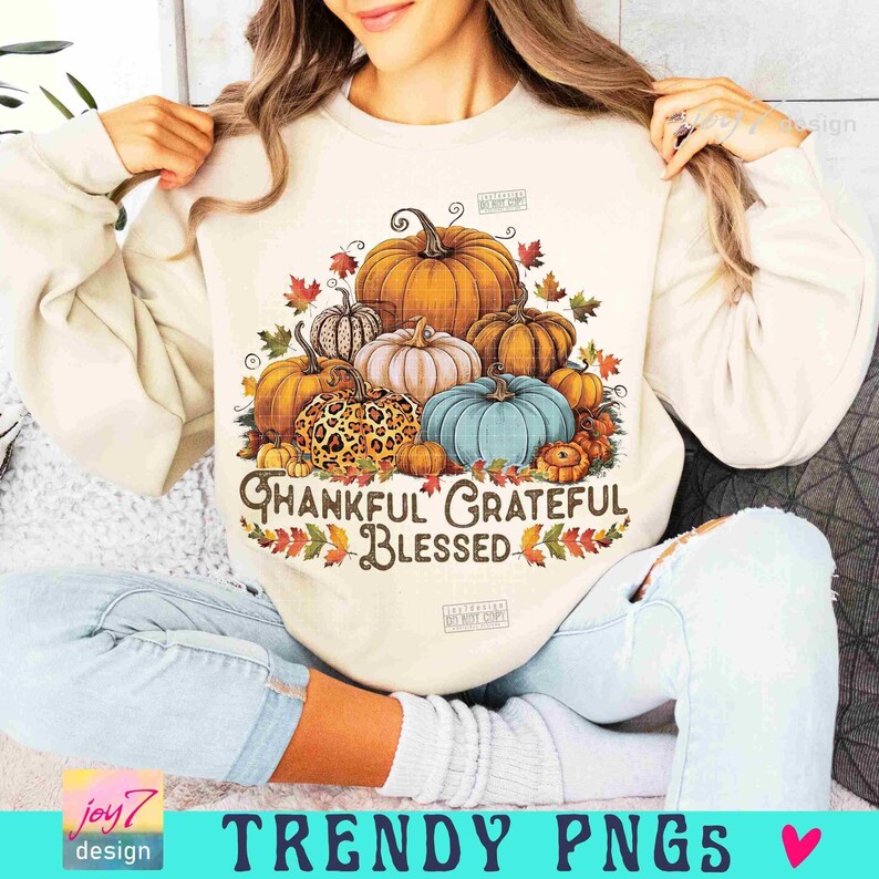 Thankful Grateful Blessed PNG Pumpkin Retro Fall Png Thanksgiving family Pumpkin Sublimation Thankful Vintage design Retro Autumn ORIGINAL image 6