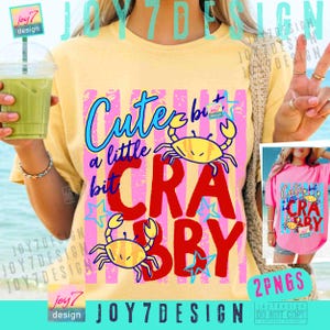 Cute bit A little bit Crabby Sarcastic PNG Preppy Stripes Summer Sassy Beach Shirt Design ORIGINAL image 3