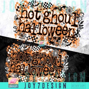 Hot Ghoul Halloween PNG Spooky Checkered Halloween Png Funny Halloween Floral Skull Spooky Season Gothic Girly Png Spooky Fall Png ORIGINAL image 2