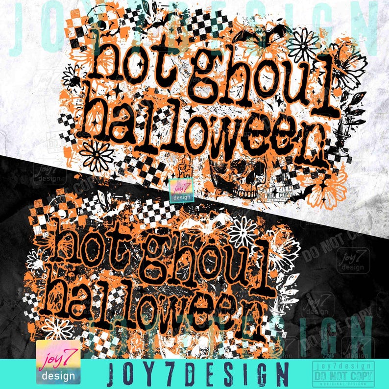 Hot Ghoul Halloween PNG Spooky Checkered Halloween Png Funny Halloween Floral Skull Spooky Season Gothic Girly Png Spooky Fall Png ORIGINAL image 2