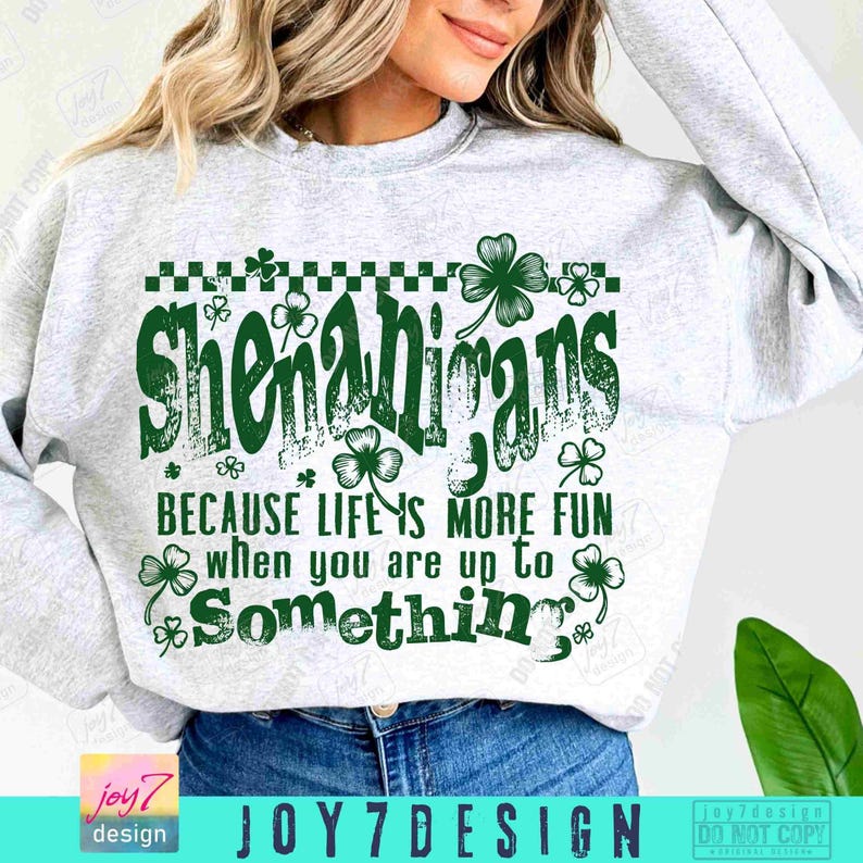 Shenanigans Shamrock St Patricks PNG Funny St Patricks saying Clover Png Retro Shenanigans Png Funny Irish Png Trendy Patty's Day ORIGINAL image 4
