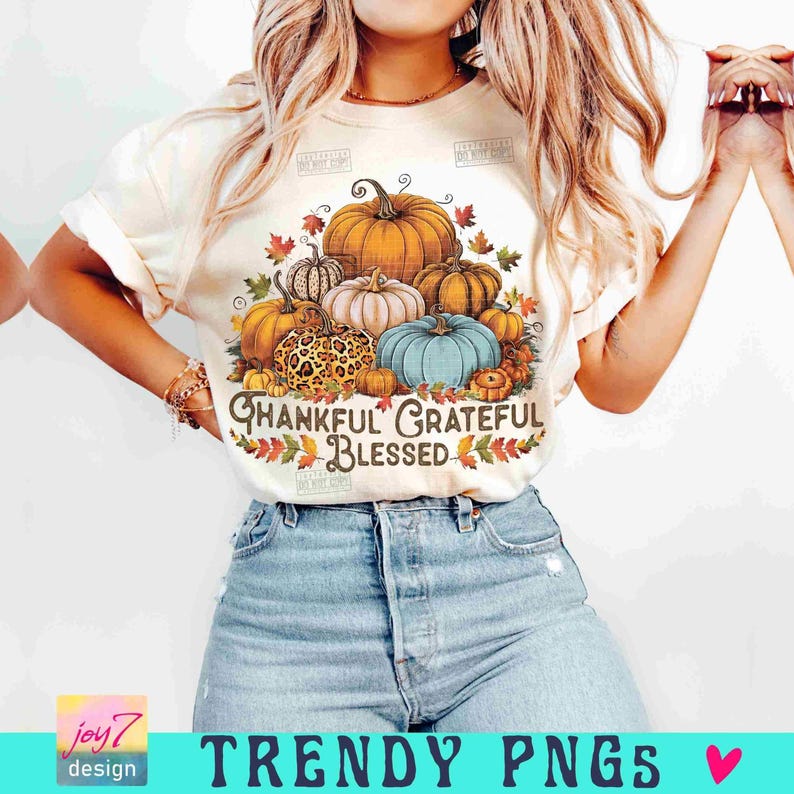 Thankful Grateful Blessed PNG Pumpkin Retro Fall Png Thanksgiving family Pumpkin Sublimation Thankful Vintage design Retro Autumn ORIGINAL image 5