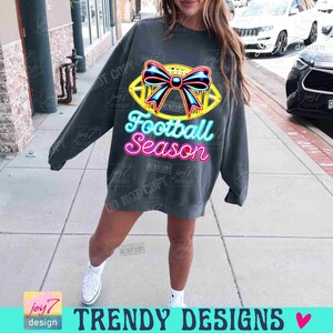 Football Season NEON PNG Football Bow Coquette Trendy Neon Football Png Funny Football Mom Football Team Trendy Game Day Football ORIGINAL image 5
