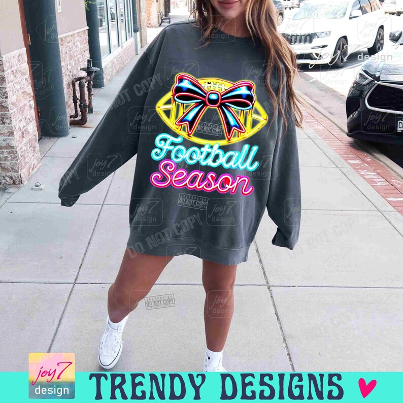 Football Season NEON PNG Football Bow Coquette Trendy Neon Football Png Funny Football Mom Football Team Trendy Game Day Football ORIGINAL image 5