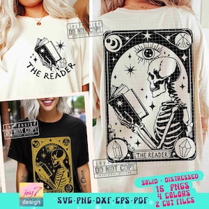 Karta Tarota Czytelnika SVG PNG Karta Tarota Miłośnika Książek Png Witchy Zabawny Retro Sublimacja Tarot Wytnij Plik Przód Tył Svg ORYGINAŁ