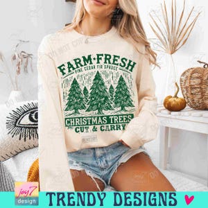 Árboles de Navidad frescos de granja PNG Abeto navideño retro PNG Suéter navideño de moda PNG Lindos árboles de abeto navideño PNG Navidad de moda ORIGINAL imagen 4