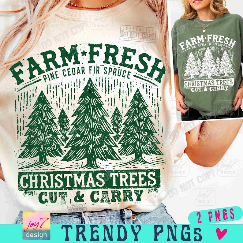 Árboles de Navidad frescos de granja PNG Abeto navideño retro PNG Suéter navideño de moda PNG Lindos árboles de abeto navideño PNG Navidad de moda ORIGINAL imagen 1