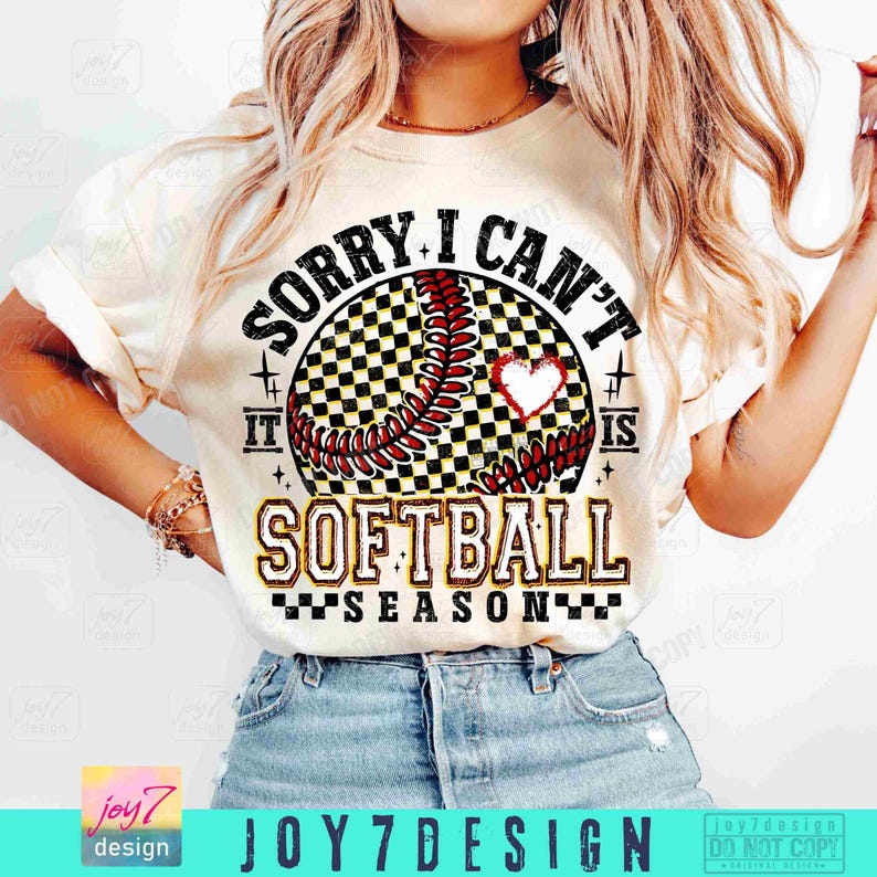 Sorry I Can't It's Softball Season PNG Retro Checkered Softball Png Softball Game Day shirt Softball Mom Png Trendy Softball Team ORIGINAL image 6