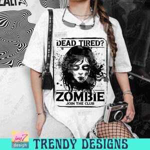 Dood vermoeide zombie enge Halloween png volwassen horror retro Halloween humor grappig Halloween grappig sarcastische png Spooky Vibes png ORIGINEEL afbeelding 3