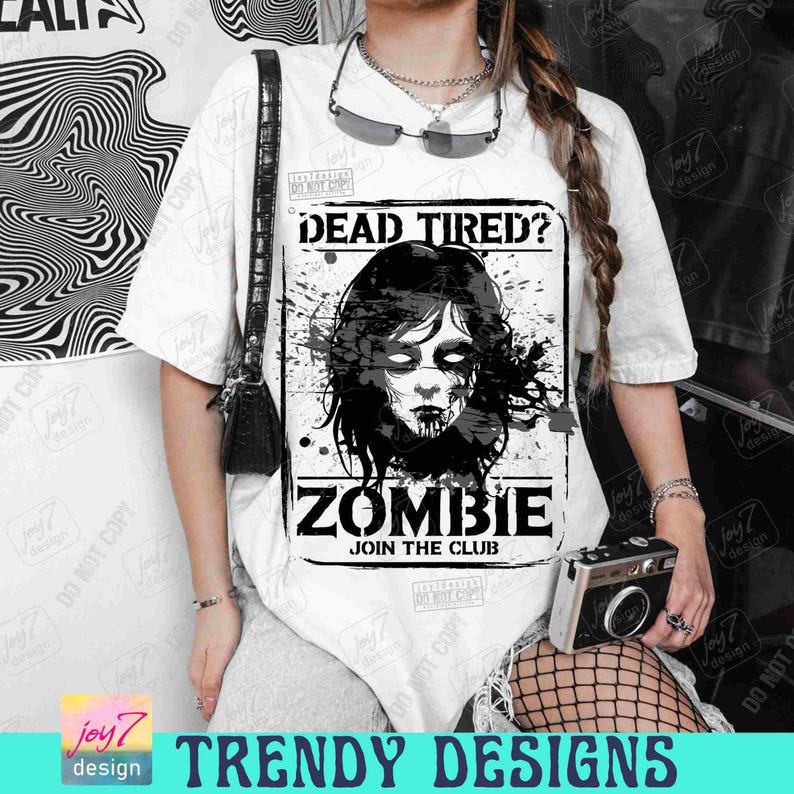 Dood vermoeide zombie enge Halloween png volwassen horror retro Halloween humor grappig Halloween grappig sarcastische png Spooky Vibes png ORIGINEEL afbeelding 3