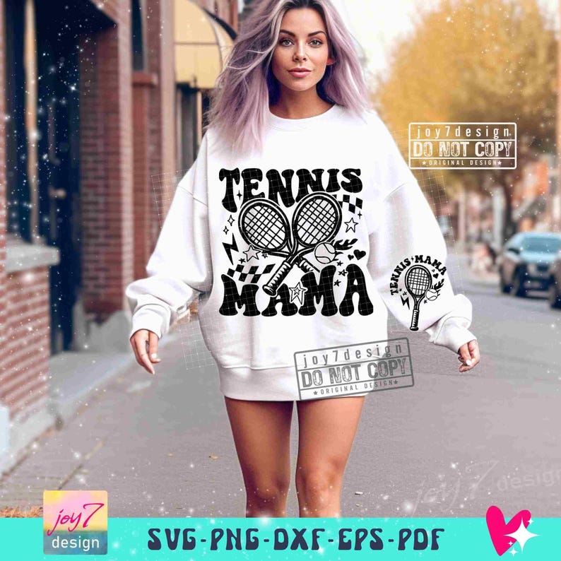 Tennis Mama PNG SVG Tennis Svg Tennis Game Day Tennis Mom Cut File Front Back Svg Sports Png Retro Designs Png Sports Sublimation ORIGINAL image 3