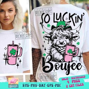 Funny St Patricks So Luckin' Highland Cow SVG PNG St Patrick's Day Cute Heifer Svg Funny Saint Patrick's Day Svg Irish Sublimation ORIGINAL