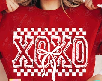 Retro XOXO Checker PNG Coquette Valentines Varsity Png Trendy VDay Cute Retro Valentines Day shirt Png Coquette Bow Valentines Dtf ORIGINAL