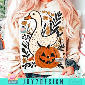 Goose Halloween Fall PNG Halloween Goose Floral Boho Goose Fall design Funny Goose Cute Halloween Boho Fall Pumpkin Retro Goose Png ORIGINAL image 3