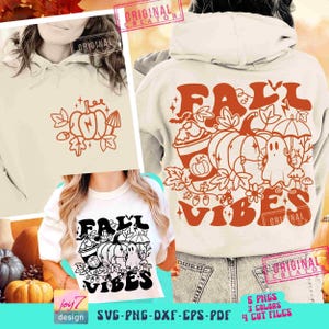 Fall Vibes SVG PNG Retro Fall Vibes Png Thanksgiving Family Retro Fall Shirt designs Front Back Svg Cut File Aesthetic Sublimation Original