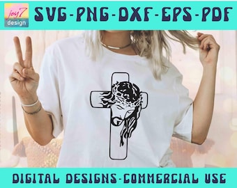 Jesus Cross SVG PNG, Jesus cut file, Crucifix Svg, Christian Cross Svg, Jesus Svg, Cross Svg, Christian Svg, Religious Svg Cricut Silhouette