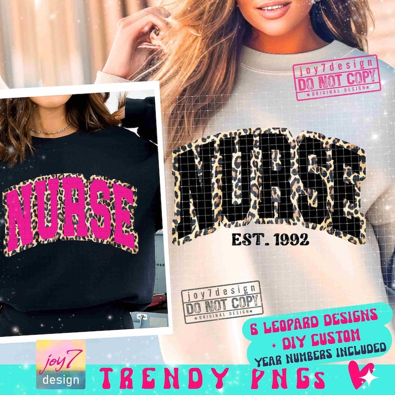 Infirmière PNG date de l'Est infirmière chemise Png cadeau pour infirmière léopard Png infirmière guépard Png infirmière tendance appréciation infirmière SUBLIMATION ORIGINAL image 1