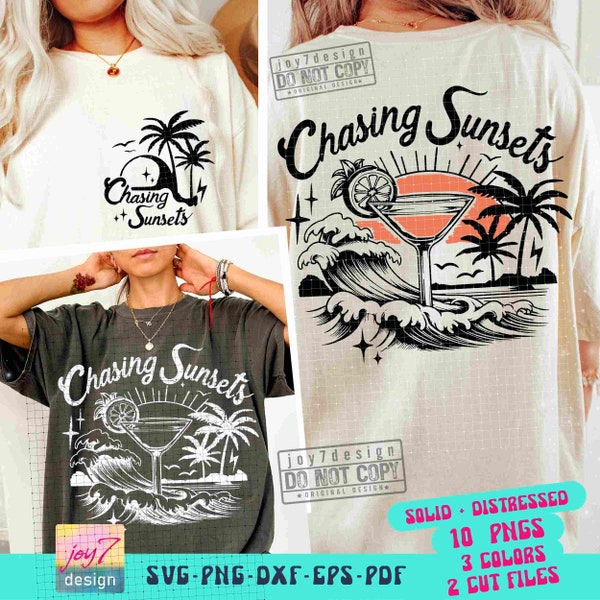 Chasing Sunsets Retro Summer SVG PNG Beach summer Svg Summer vibe Svg Beach vibes Png Vacation svg Beach CutFile Summer Sublimation ORIGINAL