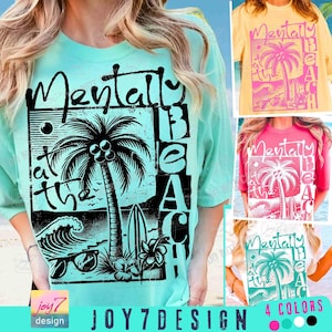 Mentally At The Beach PNG Funny Beach Shirt Png Boho Summer Sublimation Dtf Png Retro Beach Quote Funny Summer Palms beach design ORIGINAL image 1