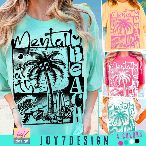 Mentally At The Beach PNG Funny Beach Shirt Png Boho Summer Sublimation Dtf Png Retro Beach  Quote Funny Summer Palms beach design ORIGINAL