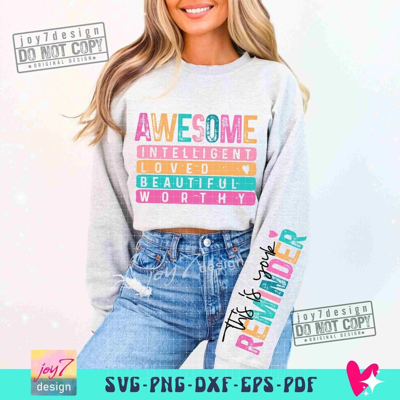 Awesome Worthy PNG Sleeve Png Affirmations Png Boho self love Positive quotes Png Boho Motivational Sleeve Designs Png Sublimation ORIGINAL image 3