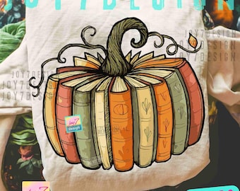 Fall Book Pumpkin PNG Retro Autumn Reading Sublimation Design Librarian Halloween Png Cozy Pumpkin Season Digital Download Teachers ORIGINAL