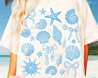 Coquette Seashell PNG Beach Png Coastal aesthetics Retro Summer Blue Coquette Bow Vintage design Girly Fishermanscore Cute Summer ORIGINAL