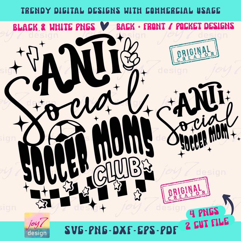 Funny Soccer Mom SVG PNG Antisocial Soccer Moms Club Soccer Game Day Png Sublimation Soccer Cheer Mom Front Back Svg Soccer CutFile Original image 2