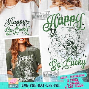 Happy Go Lucky Funny Skeleton Shamrock SVG PNG Saint Patrick's Day Shamrock Cut File St Patty's Day Svg St Patricks Png Sublimation ORIGINAL