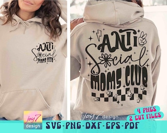 Antisocial Moms Club SVG PNG: Retro Motherhood Design (Digital Download)