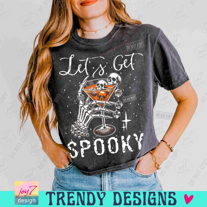Let's Get Spooky PNG Funny Halloween Skeleton Witchy Martini Sassy ...