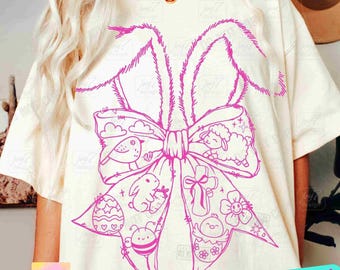 Bunny Ears Coquette Bow PNG Pink Easter Coquette Bunny Ears Bunny Png Happy Easter Png Girls Easter Png Cute Easter Coquette Rabbit ORIGINAL