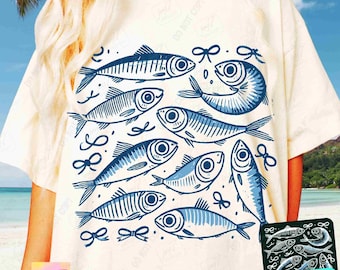 Sardines Retro Summer PNG Retro Beach Shirt Png Trendy Summer Fishcore shirt Png Coquette Summer Nautical Png Sardines shirt Summer ORIGINAL
