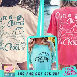 Life Is Better At The Pool SVG PNG Pool shirt Svg Retro Pool Png Trendy summer Svg Pool Party Summer Shirt Svg Retro Summer Dtf Sublimation
