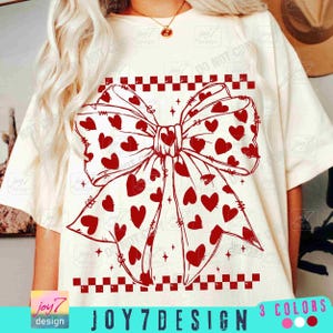 Coquette Bow Heart PNG Retro Valentine shirt design Png Valentine Bow Girly Valentine Gift Heart Love Png Valentine Checker Png VDayORIGINAL image 1