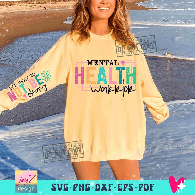 Mental Health Warrior PNG Sleeve Png Affirmations Png Boho self love Its Okay Positive Png Mental health Self Care Png Sublimation ORIGINAL image 5