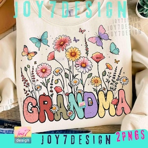 Floral Grandma PNG Wildflowers Grandma Preppy shirt design Coquette ORIGINAL (Digital Download) image 1