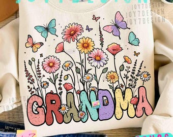 Floral Grandma PNG Wildflowers Grandma Preppy shirtontwerp Coquette ORIGINEEL (digitale download)