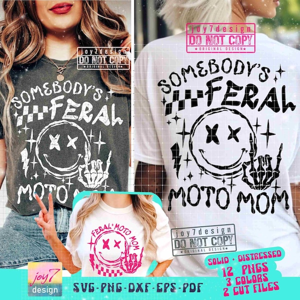 Feral Moto Mom SVG PNG Racing Mom Svg Sarcastic Mom Svg Retro Mom Svg Funny Mom Motherhood Svg Mom Shirt Sublimation Front Back Svg Original