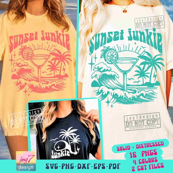 Sunset Junkie SVG PNG Retro Summer Svg Summer vibe Svg Beach shirt Svg Summer Cut File Chasing Sunsets Png Summer Retro Sublimation ORIGINAL