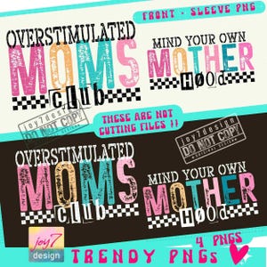 Overstimulated Moms Club PNG Sleeve Png Funny Motherhood Png Sassy Mom Png Snarky Png Sarcastic Mom Png Checkered Mama Sublimation ORIGINAL image 2