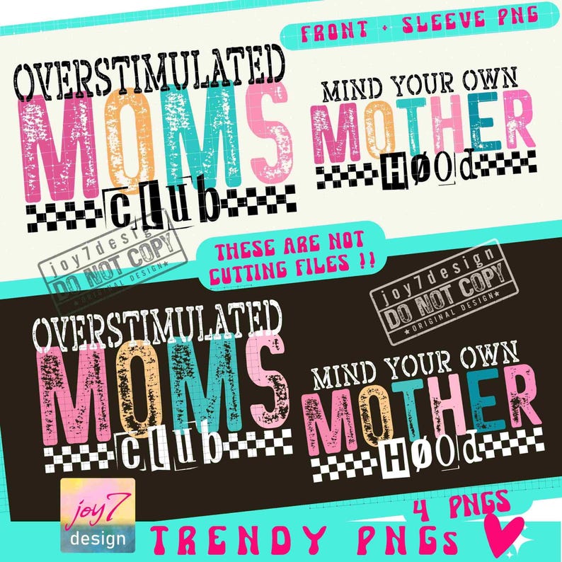 Overstimulated Moms Club PNG Sleeve Png Funny Motherhood Png Sassy Mom Png Snarky Png Sarcastic Mom Png Checkered Mama Sublimation ORIGINAL image 2