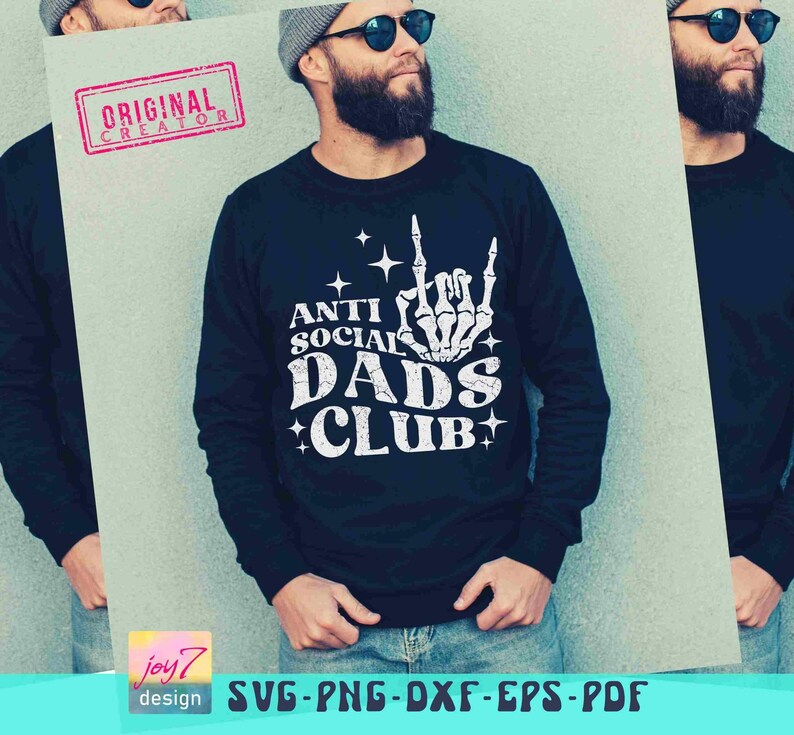 Club de Papás Antisociales SVG PNG Papá Divertido Padre Svg Camisa de Papá Svg Vida de Papá Png Papá Rockero Svg Mano de Esqueleto Regalo Divertido de Papá Svg Diseños de Papá imagen 6