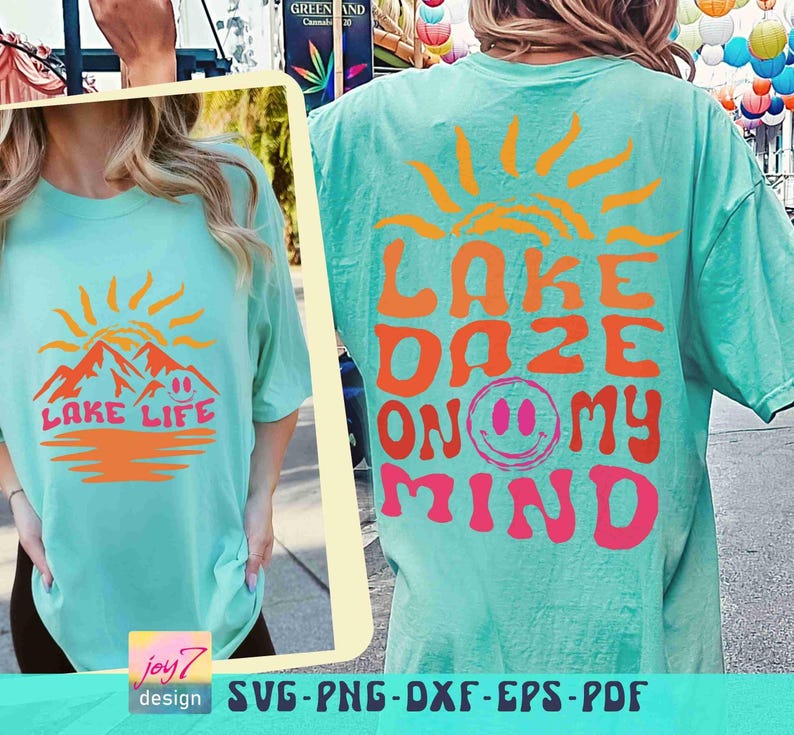 Lake Daze on My Mind SVG PNG Koszulka Lake Svg Wzory koszulek Lake Svg Koszulka z wakacjami rodzinnymi Lake Png Groovy Retro Lake Dtf Png Sublimacja zdjęcie 3